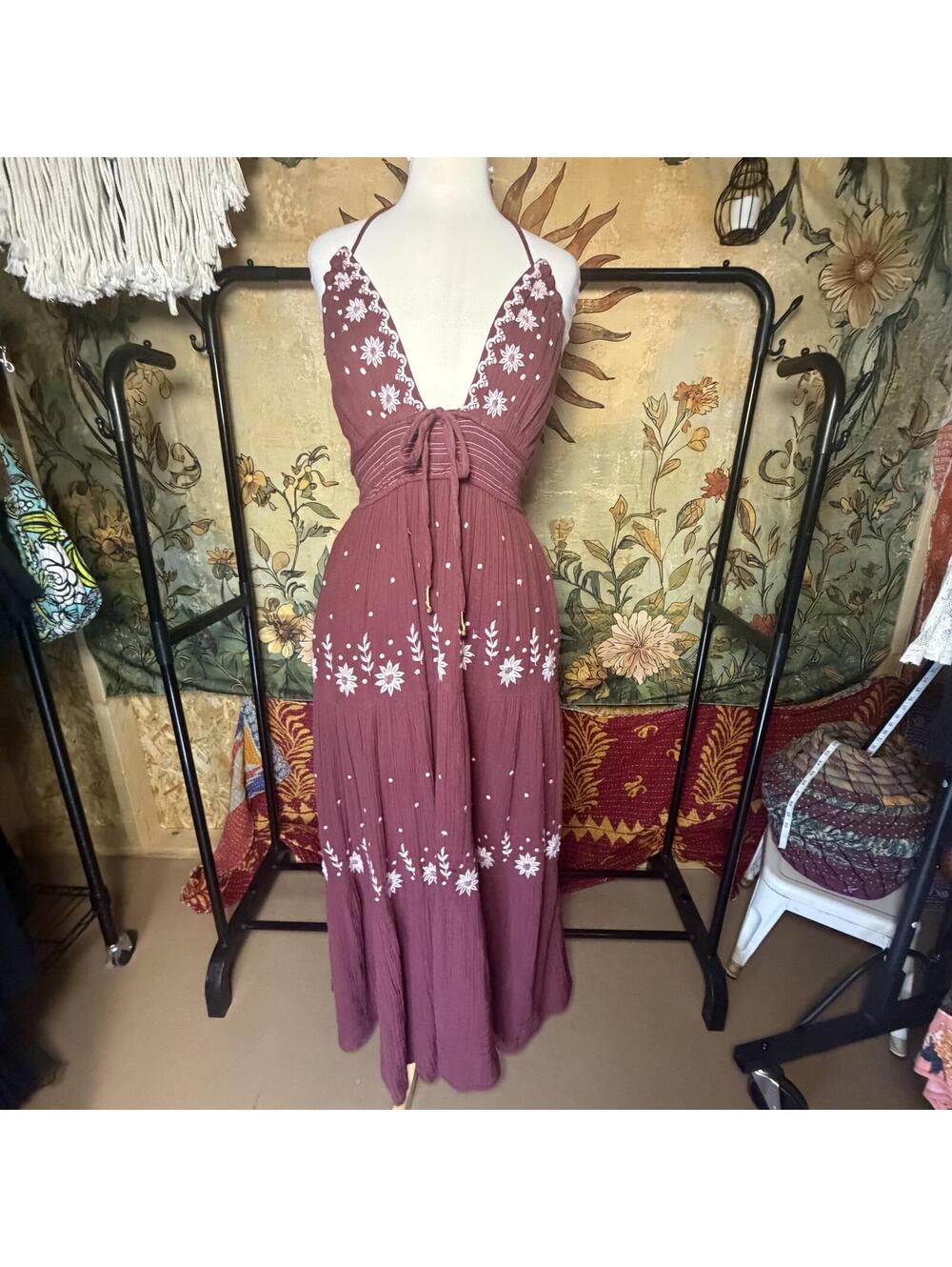 Free People Real Love Embroidered Maxi Dress size M - Picture 2 of 8